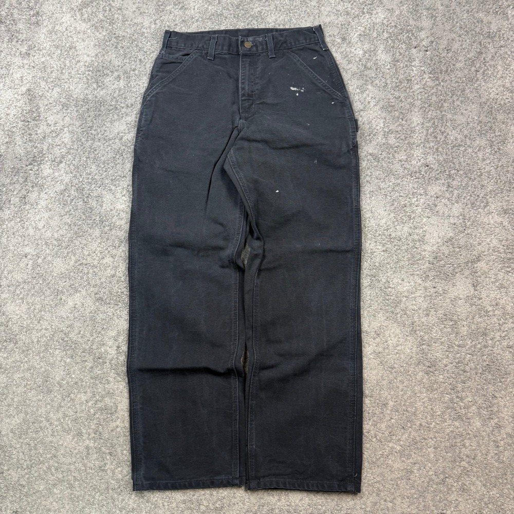 Carhartt B11 BLK Duck Work Carpenter Pants Black 30x32 Distressed Workwear